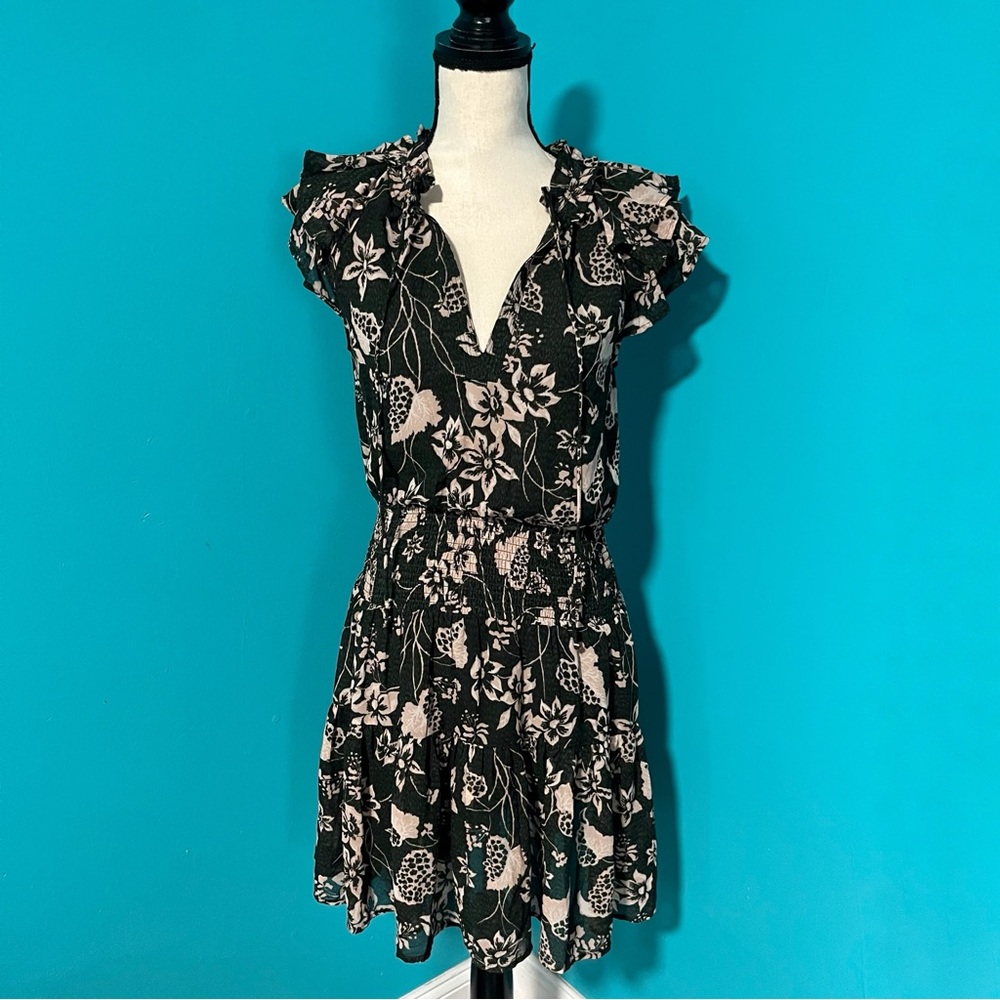 Elan Black and Cream Floral Dress